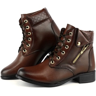 Bota Feminina Zíper Conforto Cano Baixo Saltinho Feminina Touroboots