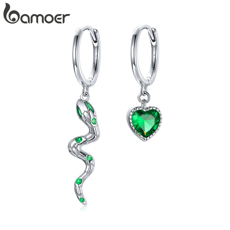 Bamoer Jóias De Zircônia Cúbico De Prata Real 925 Brincos Serpent Love Cúbico Para Mulheres / Meninas / Presentes Sce1006 em Oferta na Shopee