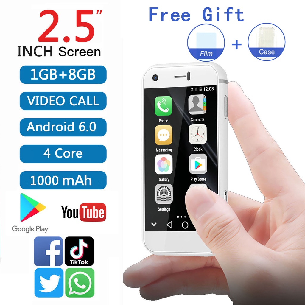 3G Mini Soja Smartphone 7S 1GB + 8GB Pequeno Portátil Quad Core Android 6.0 Super Fofo Celular