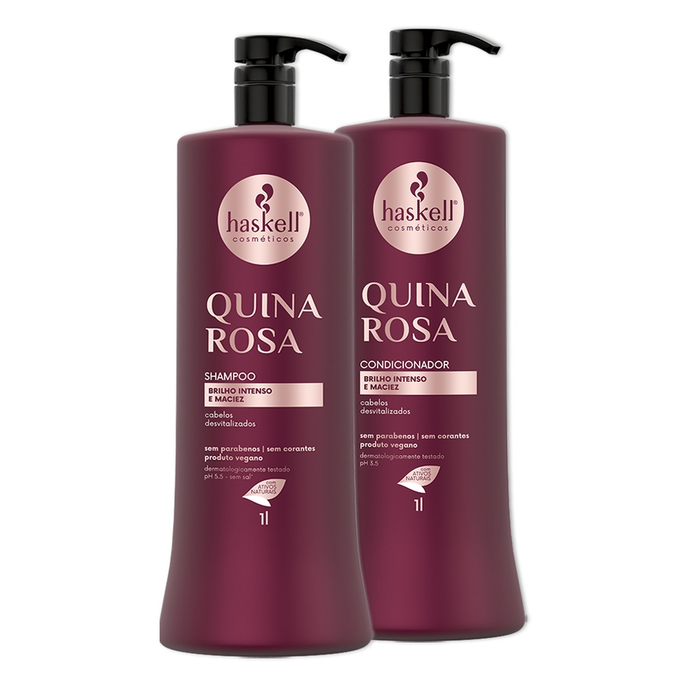 Kit Haskell Quina Rosa Shampoo e Condicionador 1 Litro