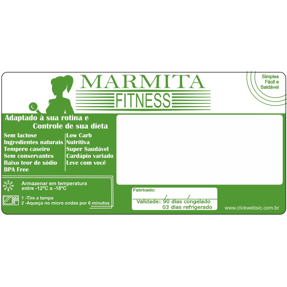 Etiqueta Para Marmita Fitness 100 Unidades BOPP 100x50mm Verde sem cardapio em Oferta na Shopee