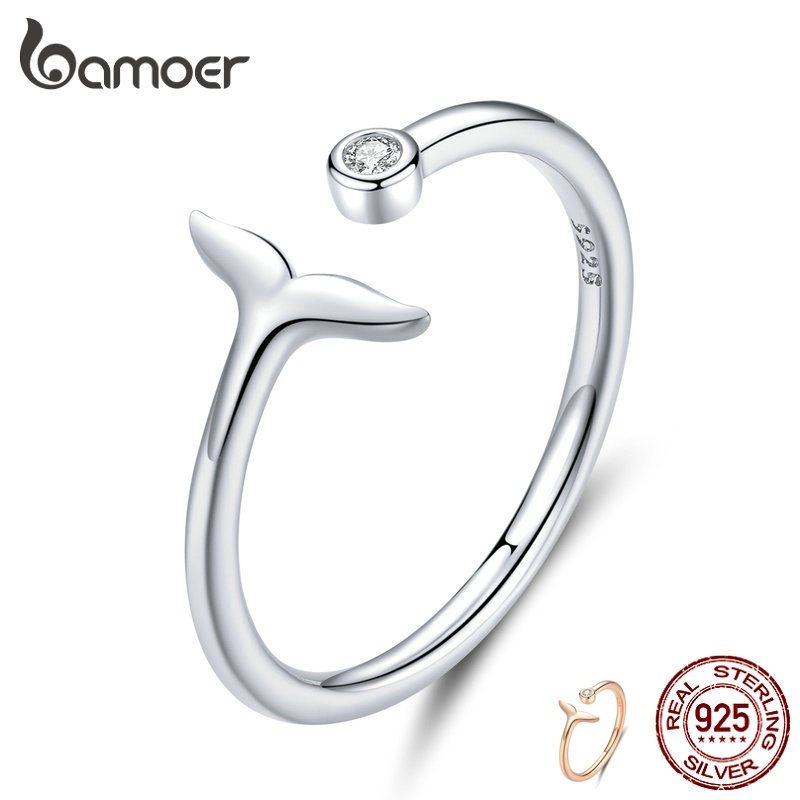 Anel Bamoer De Prata 925 Sereia Lágrima SCR618 em Oferta na Shopee