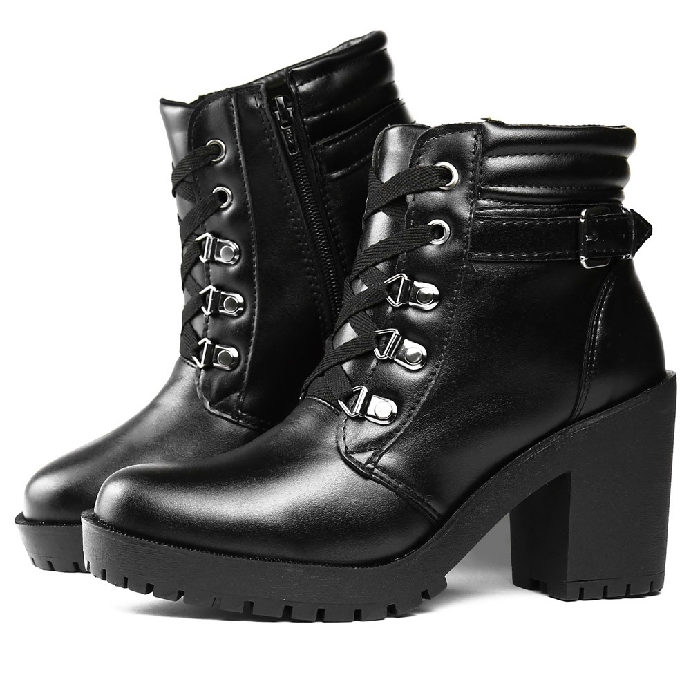Bota Casual Tratorada Salto Em Bloco Plataforma Sapatofran