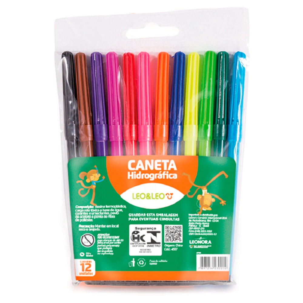 Canetinha Hidrográfica Leo E Leo 12 Cores Atóxica em Oferta na Shopee