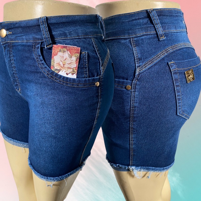 short Jeans Plus Size C/Lycra Atacado Azul | Shopee