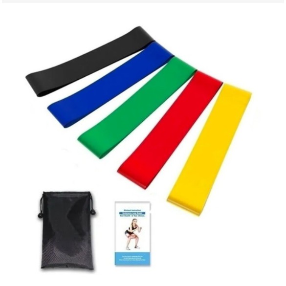 Imagem Kit 5 Faixas Elasticas Thera Band Com 5 Niveis Fisioterapia