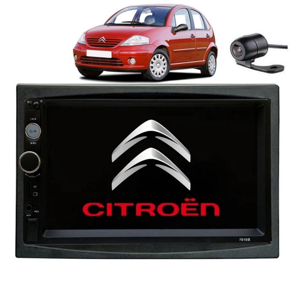 Central Multimidia Citroen C3 2003 2004 2005 2006 2007 2008 2009 2010 2011 2012 Mp5 Espelhamento Moldura 2 Din Câmera