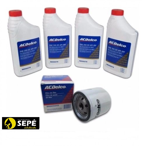 Kit Troca de Óleo Sintético e Filtro Acdelco 5w30 GM Celta Corsa Prisma Agile Onix Spin Cobalt Meriva Montana