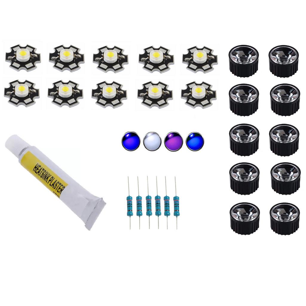 Kit Led 3w 3v Luminária 27w Uv Nano Reef Aquario Marinho 50L azul royal branco frio 10000k actinico