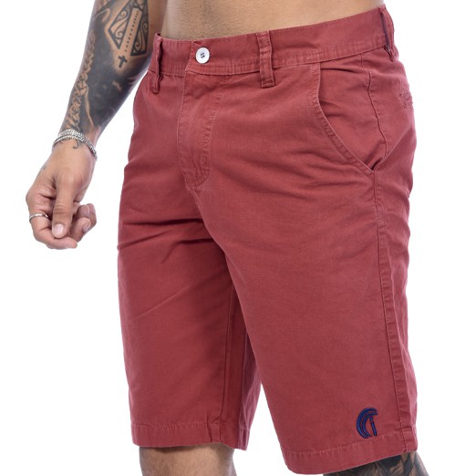 Bermuda Sarja Tradicional Masculina Vinho Top - Icari Fashion