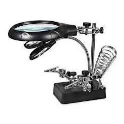Lupa De Mesa 10x Garras Luz Led Ajustavel Sup Solda C/ Fonte MMP