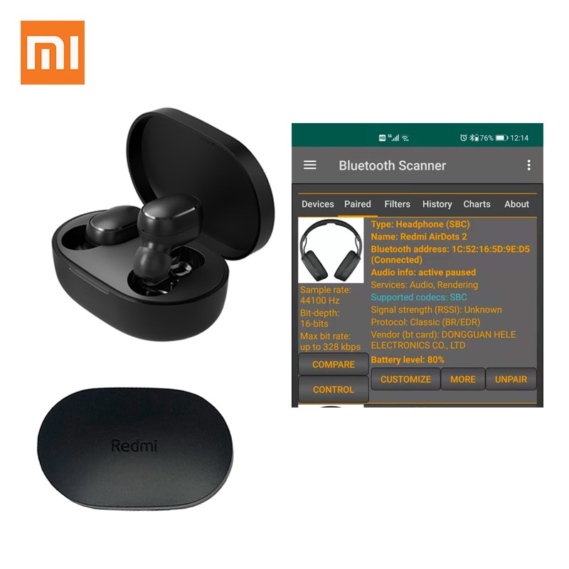 Xiaomi Redmi AirDots 2 Versão Chinesa, Primeira Linha - Preto - Envio Rápido
