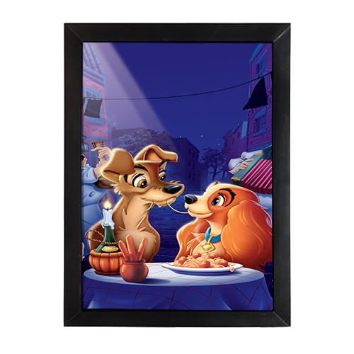 Placa decorativa A Dama e o Vagabundo Cozinha Restaurante filme Disney Quadro decorativo Disney