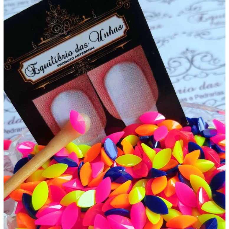 Navete mix fluor 4x8mm atacadinho pedrarias para unhas, joias de unha, decoração de unha e nail art, atacado, manicure, acessorios