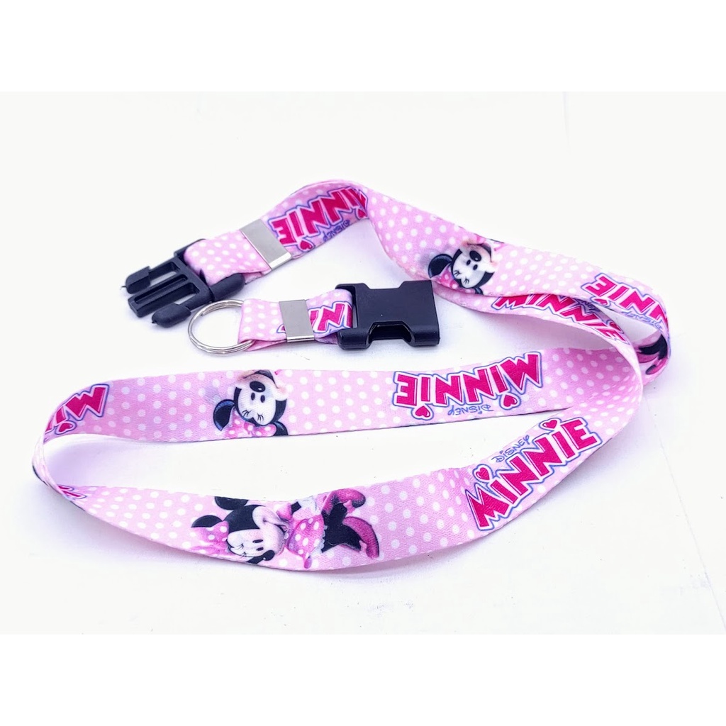 Cordão para pescoço _Minnie Todo ROSA chaveiro Tirante com engate rápido para moto, caneca crachá