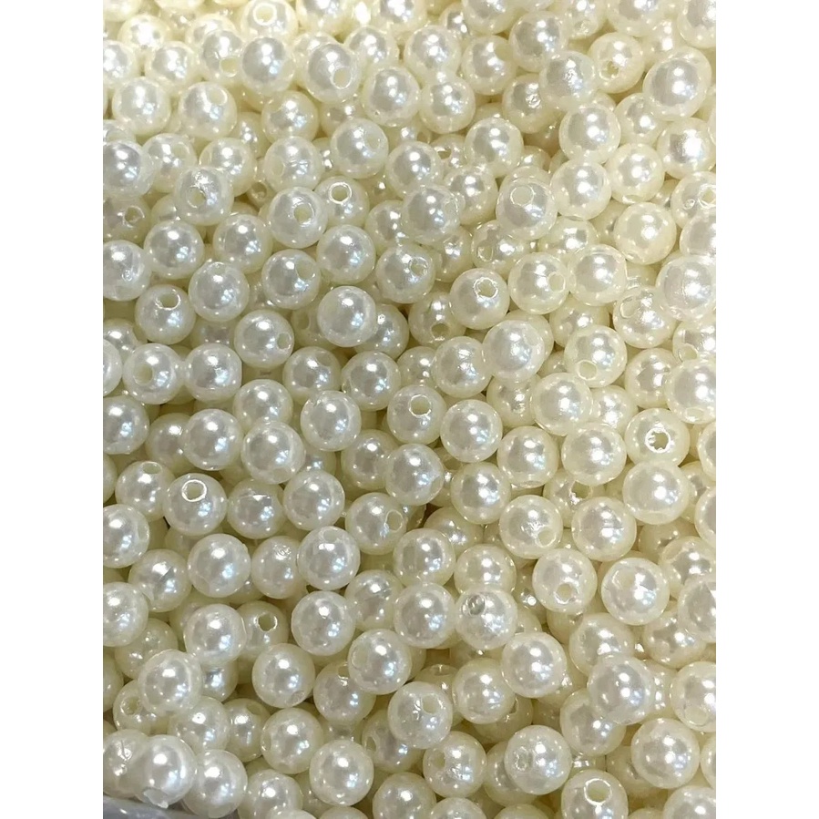 430 Pçs Miçanga Pérolas Abs Com Buracos 6mm 50g