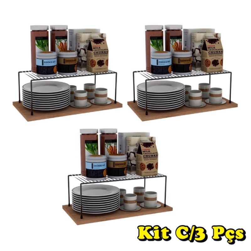 Kit Organizador Armário Cozinha Aço 6 Un