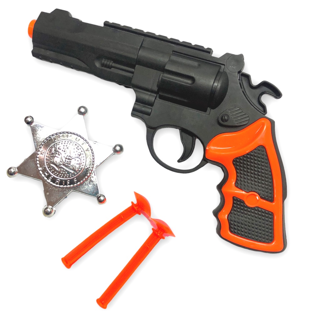 pistola policial de brinquedo atira dardos kit 2 dardos