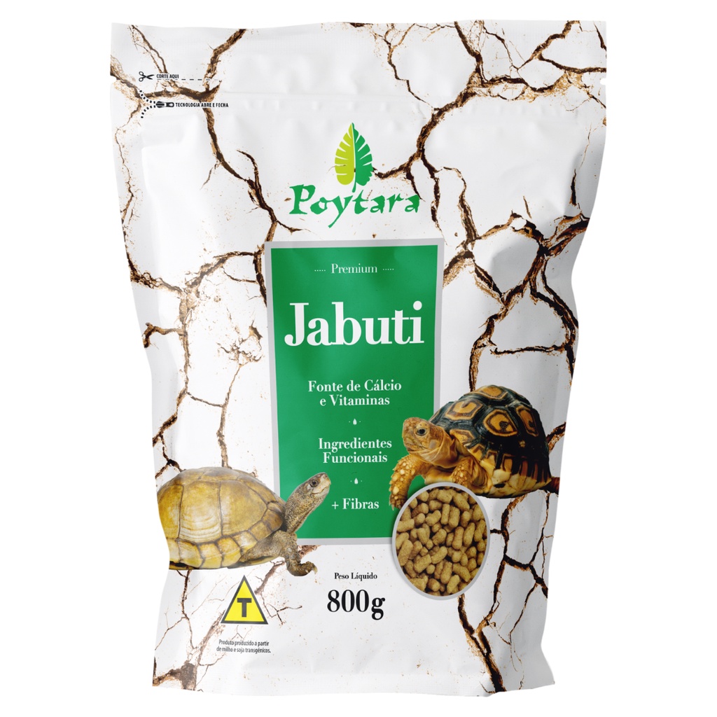 Ração Poytara Jabuti 800g Alimento Para Repteis Herbívoros