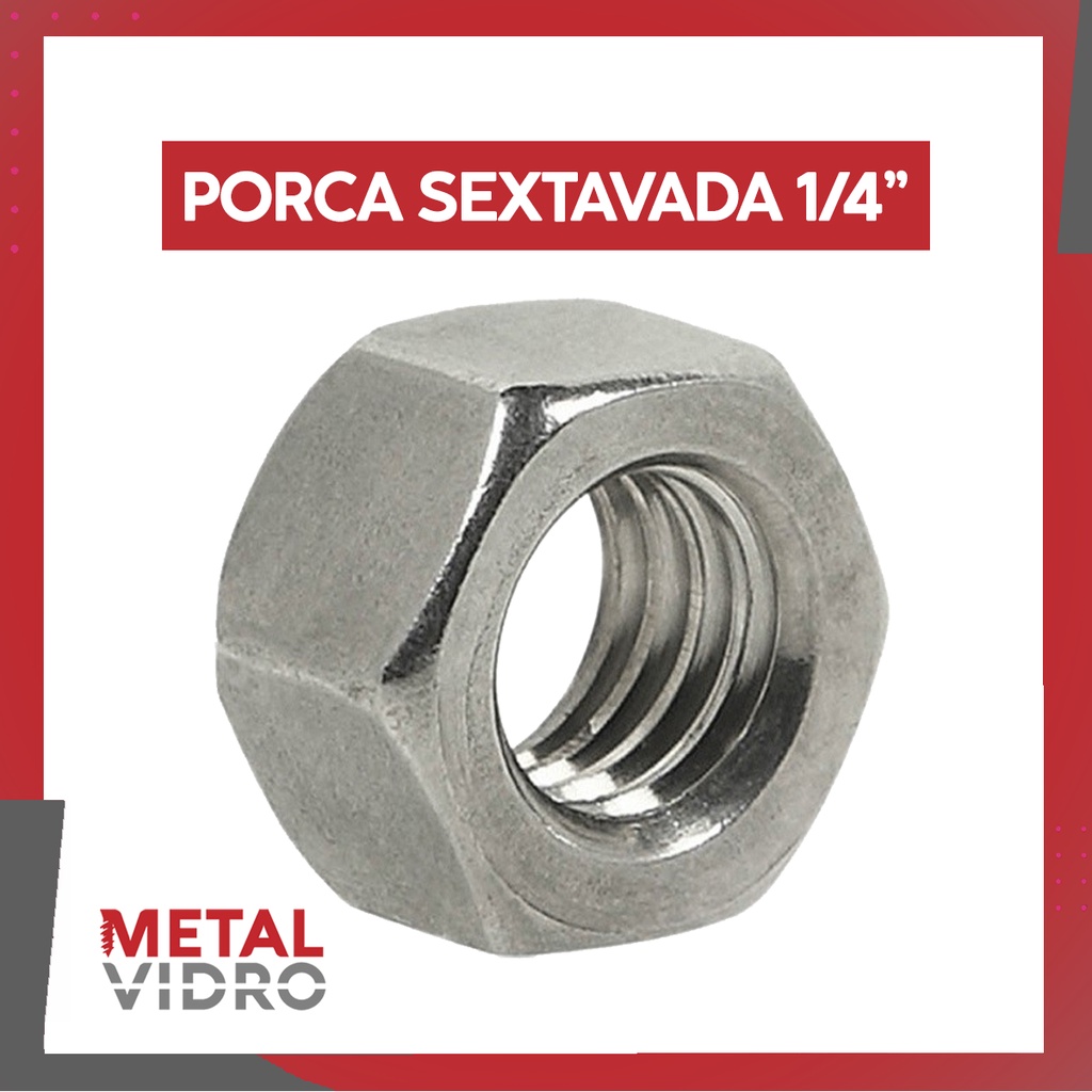 Porca Sextavada 1/4 Zincada Menor Preço C/ 10, 25 e 50 unidades
