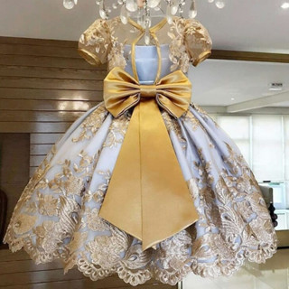 Vestido De Natal Kid Girls Party Elegante Bordado De Renda De Verão em Oferta na Shopee