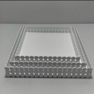 Trio de Bandeja Quadrada Pérola Pintado - Branco em Oferta na Shopee