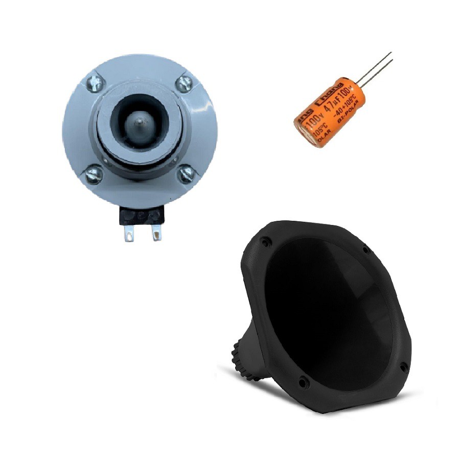 Kit 1 Driver Titanio Titanium 180ti Trio 45w Rms 8 Ohms + 1 Corneta curta + 1 Capacitor som automotivo paredão trio