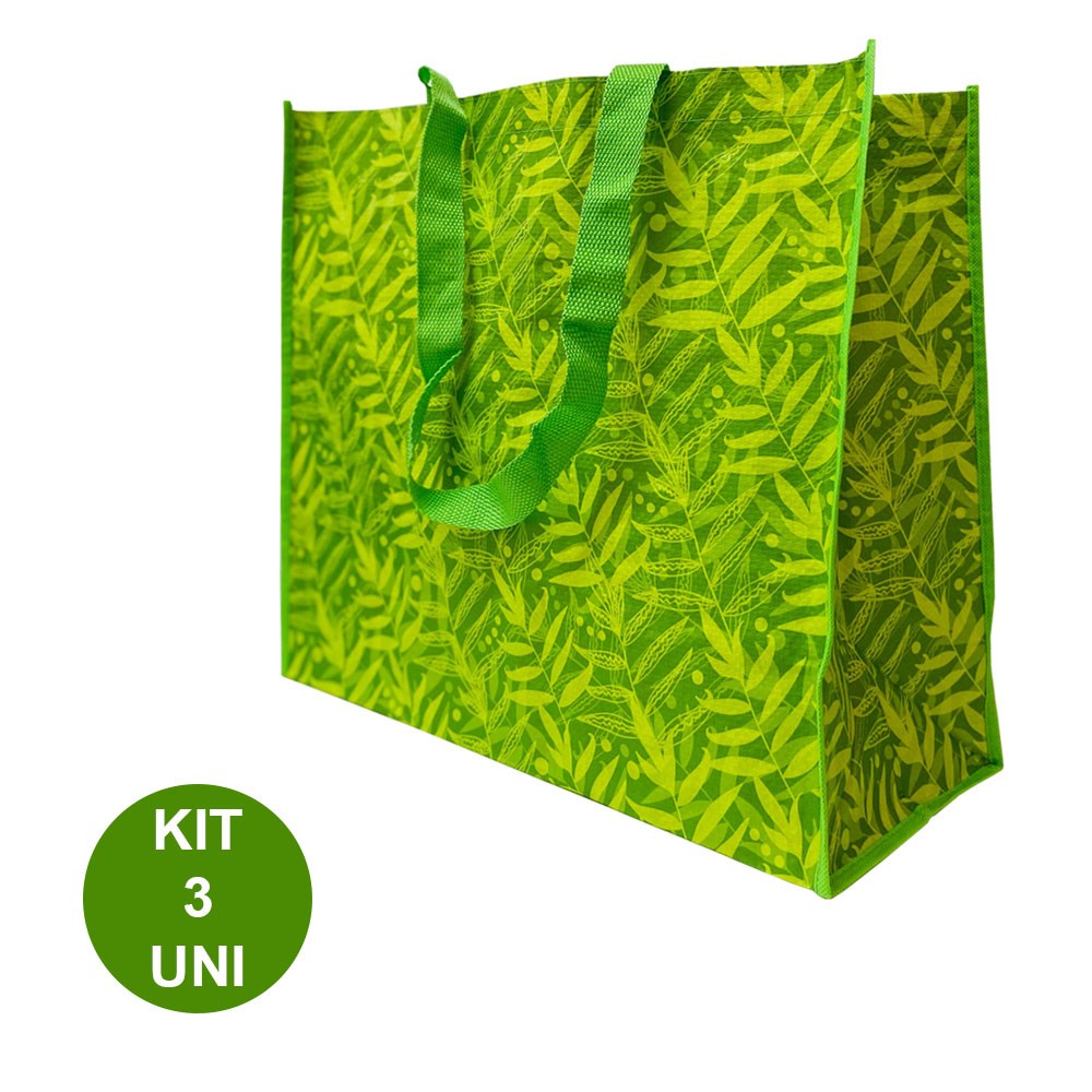 Bolsa Ecobag Ecologica  Kit 3 Uni Sacola de Ombro Reutilizavel Dobravel Compras Mercado Retornavel