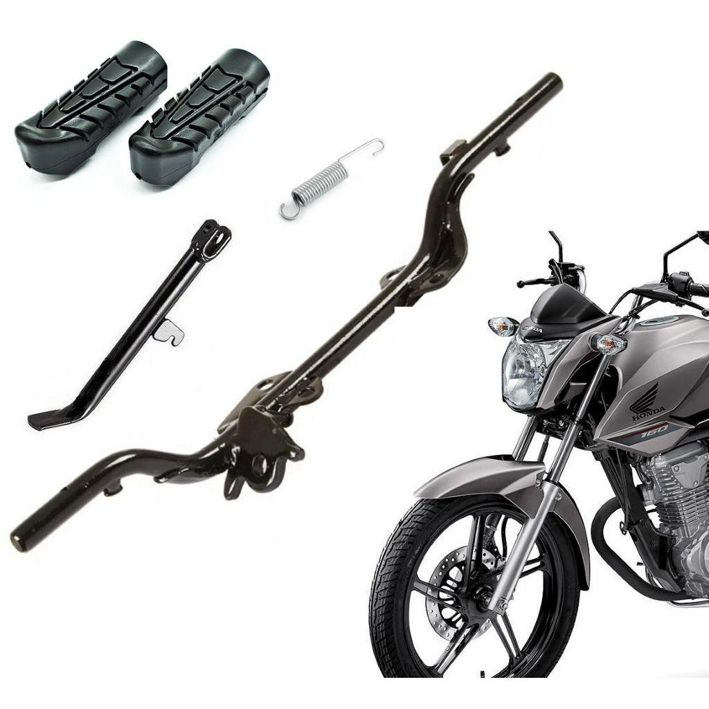 Estribo Pedal De Apoio Dianteiro Com Borrachas Cavalete Lateral Pezinho Mola Honda Cg Titan Fan Cargo Start 160 De 2015 Ate 2021