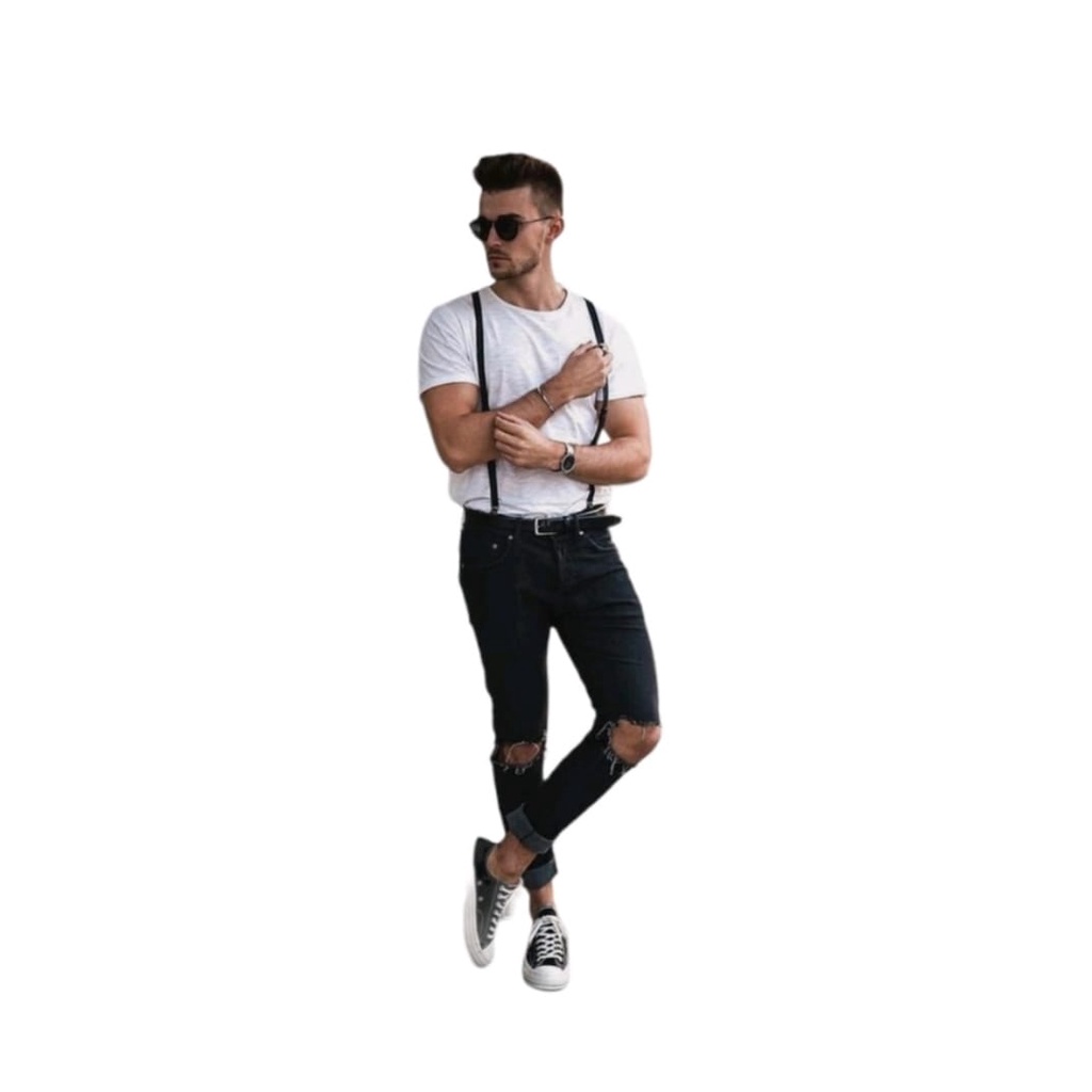 Kit 2 Suspensório Unissex Preto Ajustável Adulto Masculino e Feminino