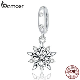 bamoer 925 Sterling Silver Crystal Snowflake silver Charm for Original Bracelet Women DIY Beads Jewelry Making SCC1649 em Oferta na Shopee