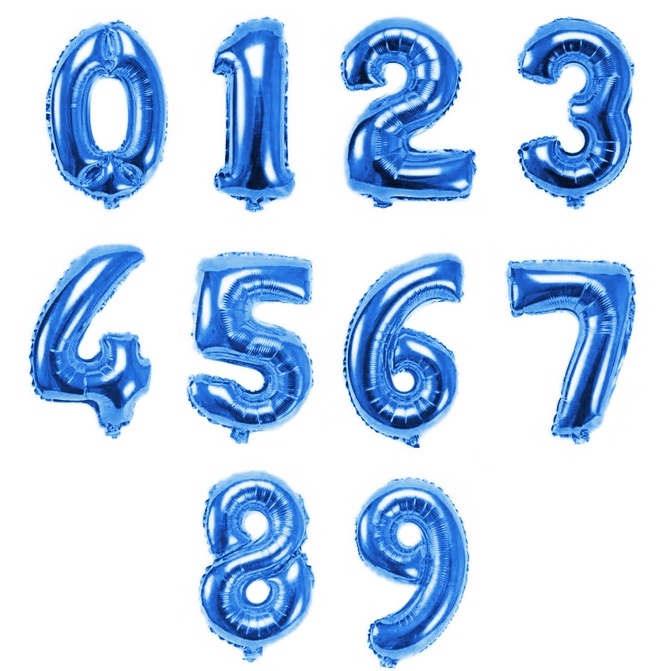 Balão Azul 18 Pol Números Metalizado - Bexiga Numero Casamento/Aniversário/Festa em Oferta na Shopee