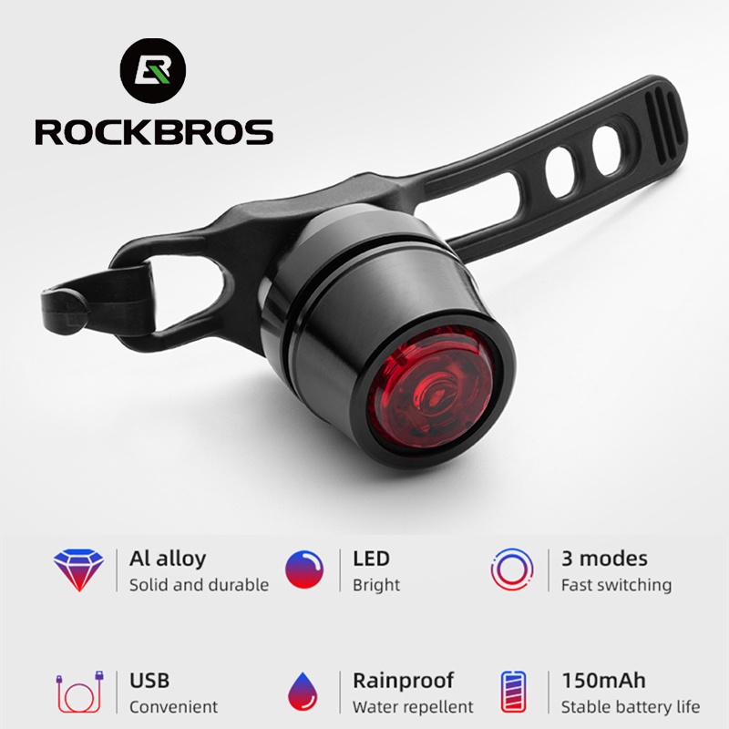 ROCKBROS Lanterna Traseira LED À Prova De Chuva Com Cabeça Para Bicicleta