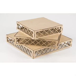 Trio De Bandejas Porta Doces Mesa Do Bolo Aniversário MDF em Oferta na Shopee