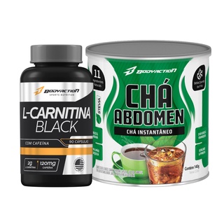 L Carnitina Black C/ Cafeína + Chá Abdomen 140g Solúvel Instantâneo Bodyaction