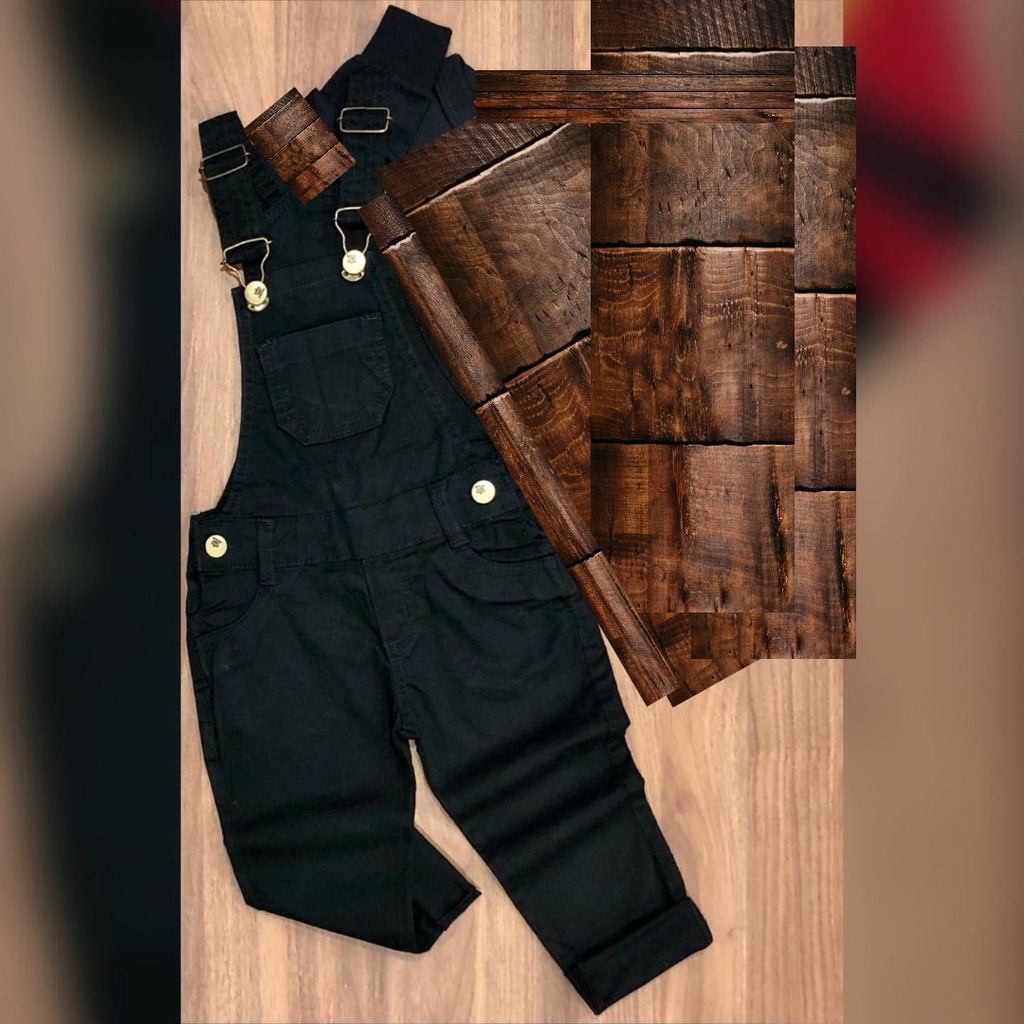 Roupa Menino Jardineira Infantil Macacão De Calça Color Preto