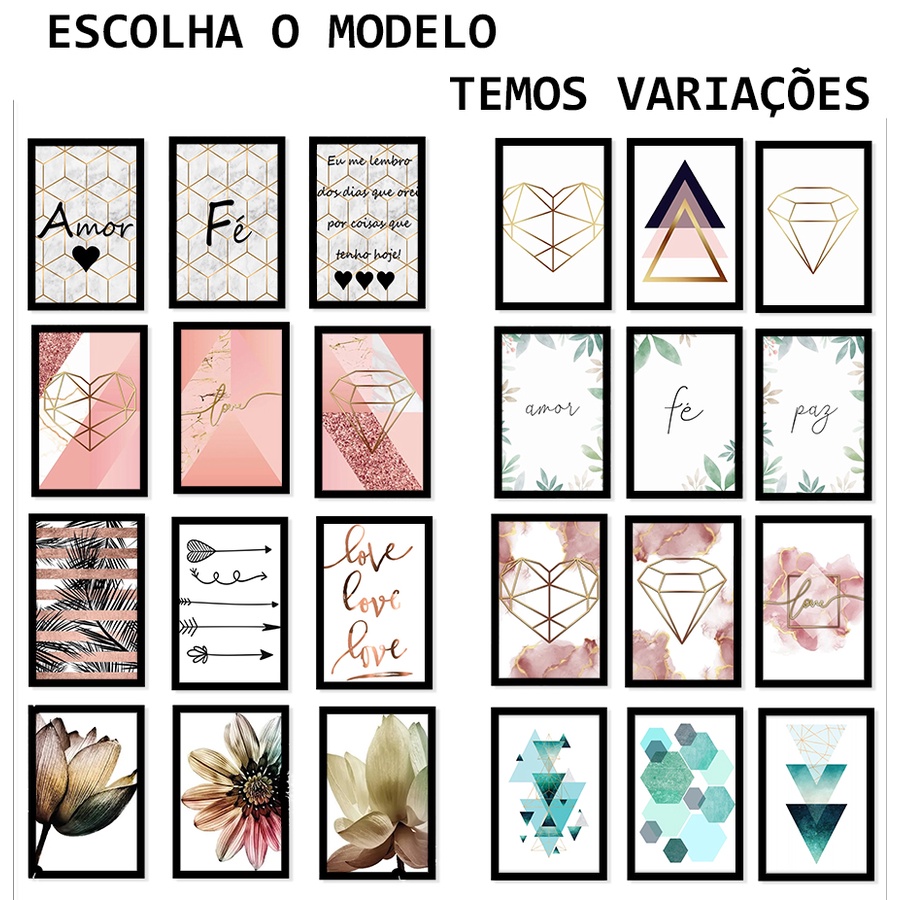 Kit Quadro Decorativo De Parede Abstrato Frases Amor 20x30 em Oferta na Shopee
