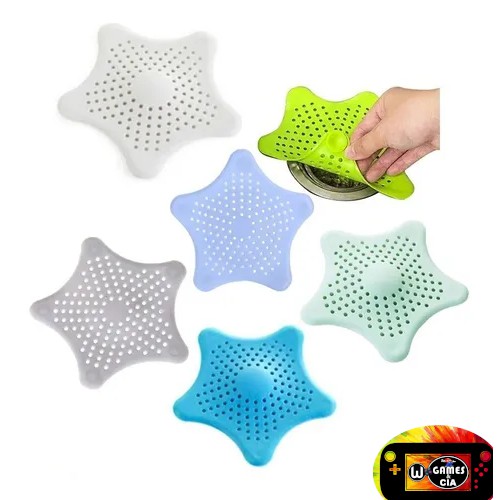 Tampa de Silicone Para Ralo de Pia de Cozinha e banheiro Filtro De Silicone P/ Pia De Cozinha com ventosa  / Formato Estrela / 1 Unid
