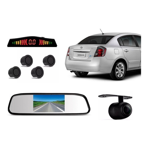 Kit Estacionamento Sensor Retrovisor Câmera Nissan Sentra