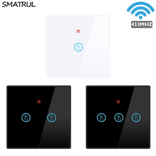 Smatrul 1 / 2 / 3gang Casa Inteligente Sem Fio Interruptor De Toque De Luz Aparelho Rf 433 Mhz Controle Remoto Tela De Vidro Painel De Parede Levou