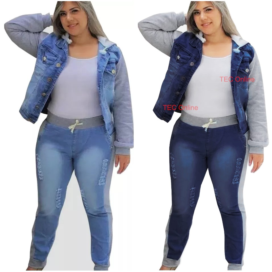 conjunto jeans feminino plus size