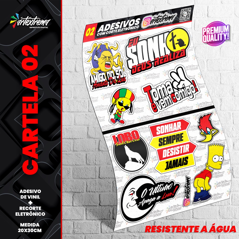 Cartela De Adesivos - REF 02 - Carro - Moto - Caminhão - Bike - Stickers - Diversos