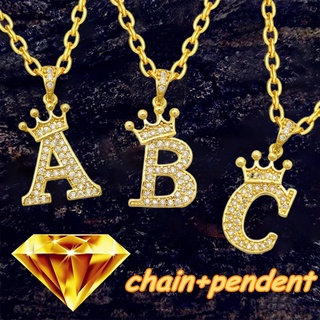 Novo Zircônio De Cobre Luxuoso A-Z Coroa Alfabeto Colar De Corrente Estilo hip-hop Moda Mulher Homem Nome Inicial Joias