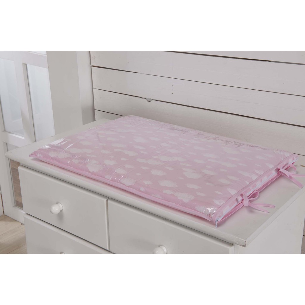 Trocador para comoda de bebe Nuvens Rosa e Branco - Trocador para bebe Menina p/ Comoda