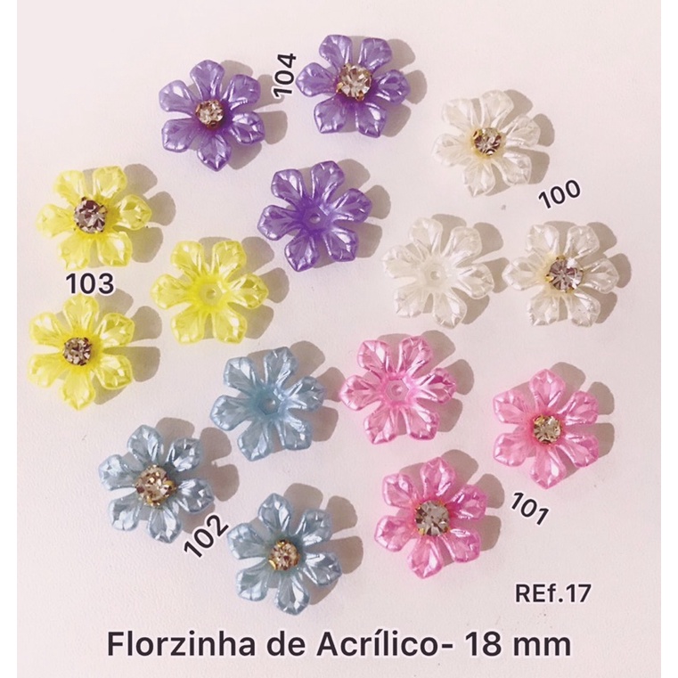 Florzinha de Acrílico (Acrilico) Ref.17  (30 Unidades) para Laços e Tiaras