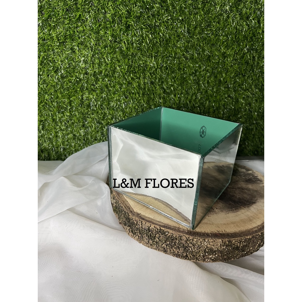 Vaso Vidro Quadrado Espelhado 12x12cm ideal para montagem de arranjos, decoração de festa e eventos em Oferta na Shopee
