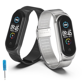 Para XiaoMi Band 6 5 4 3 Cinta De Metal Milanese Laço Faixa De Relógio De Pulso Cintas Pulseira Mi Band 3 4 5 6 Com Ferramenta De Presente