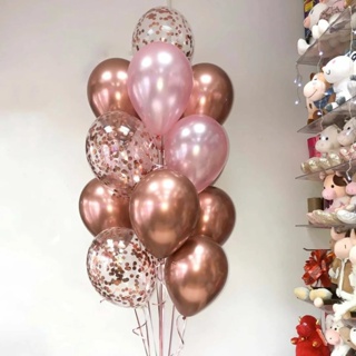 12pcs Balões de Látex Cromado Rosa Ouro Mistas Bolas de Ouro Preto Pontos Dourados Bolas de Aniversário de Casamento Chá de Bebê Decoras em Oferta na Shopee