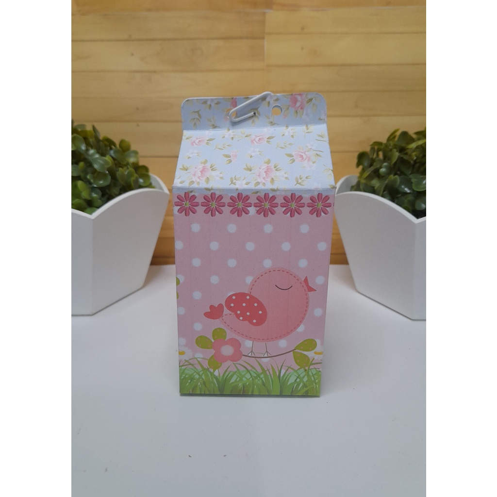 Caixa Milk Tema Jardim Encantado - Lembrancinha Personalizada para Festa Infantil