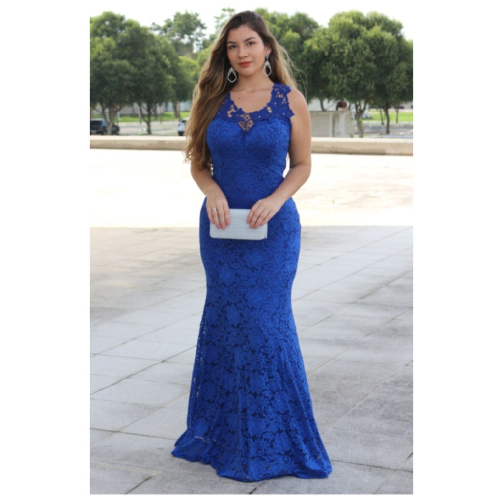 Vestido Azul Royal Longo Madrinha